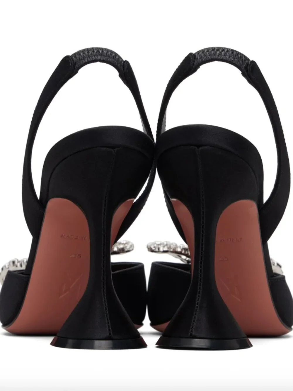 Amina Muaddi Black Rosie Sling Heels (Size 7)